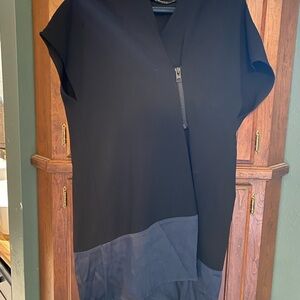 All Saints Black and Navy Asymmetrical Dress